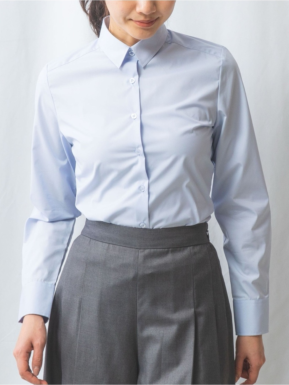 NARA CAMICIE Broadcloth Long-Sleeve Shirt Classic Light Blue Dress Shirt Thong 2